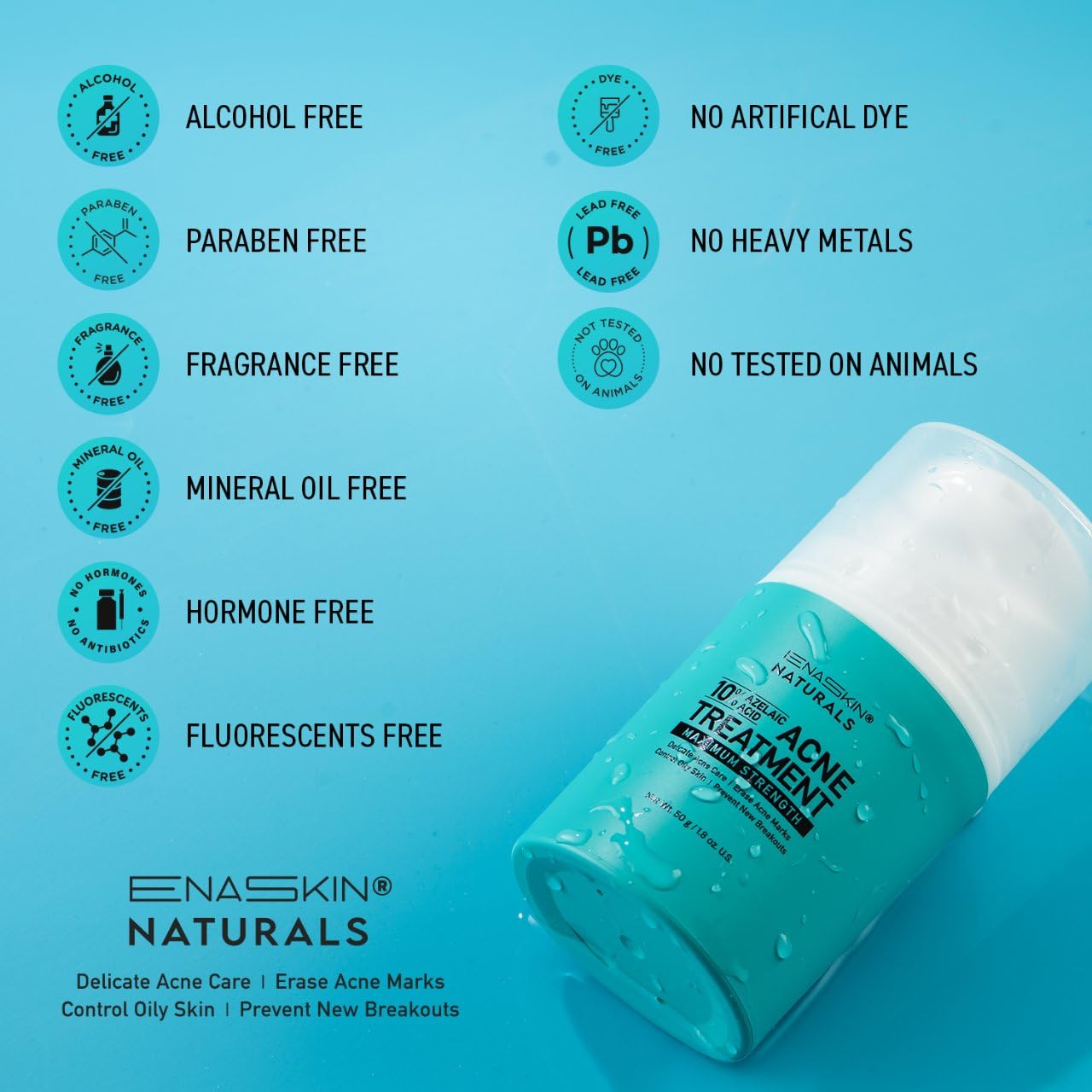 Acne & Pimple Spot Treatment Cream with 10% Azelaic Acid – Blemish, Blackhead & Cystic Acne Remover for Face, Back & Body, 1.8 oz