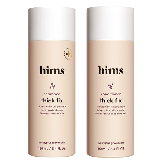 hims Thick Fix Shampoo & Conditioner Set – Saw Palmetto for Hair Growth & Thickening – Scalp Cleanser – Vegan, Sulfate-Free, Cruelty-Free, 6.4 fl oz