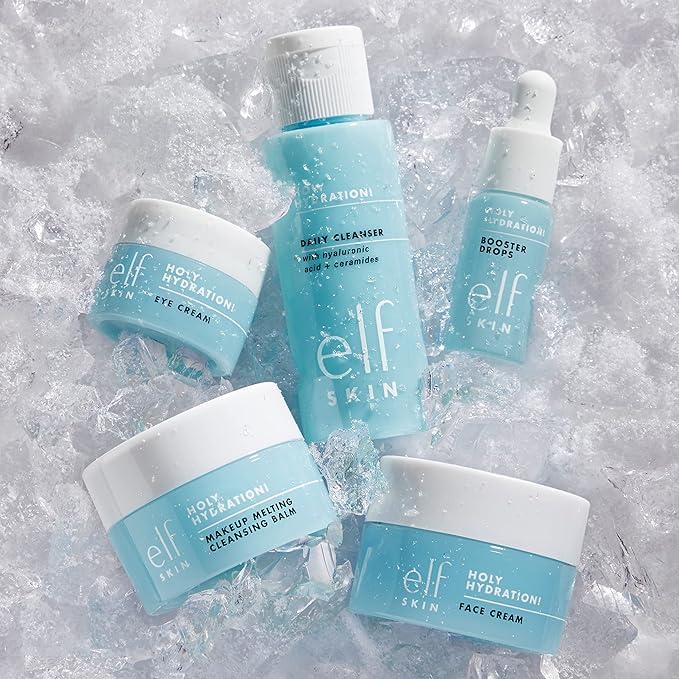 e.l.f. SKIN Holy Hydration! Mini Skincare Kit – Cleanser, Makeup Remover, Moisturizer & Eye Cream, Travel-Friendly Hydrating Set
