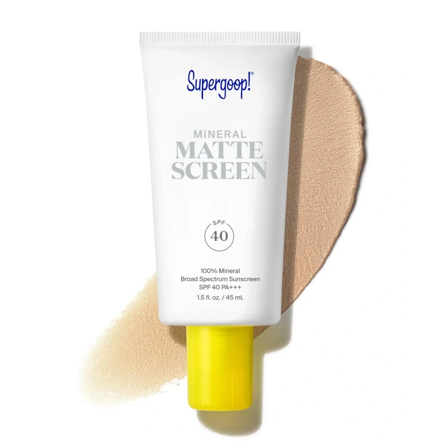 Supergoop! Mineral Mattescreen SPF 40 Face Sunscreen - 100% Mineral, Oil-Free, Pore-Minimizing, Shine Control, Water & Sweat Resistant, 45mL