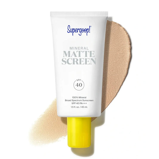 Supergoop! Mineral Mattescreen SPF 40 Face Sunscreen - 100% Mineral, Oil-Free, Pore-Minimizing, Shine Control, Water & Sweat Resistant, 45mL