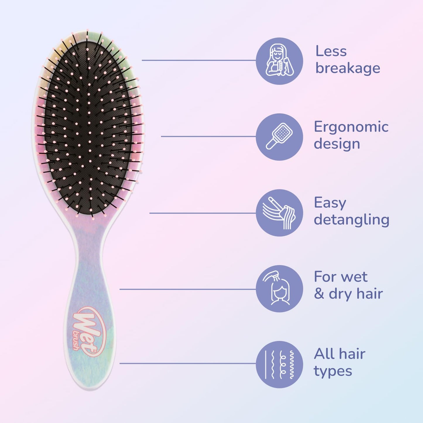 Wet Brush Original Detangler Hair Brush – Color Wash Stripes | Ultra-Soft IntelliFlex Bristles for Wet, Dry & Damaged Hair | Women & Men