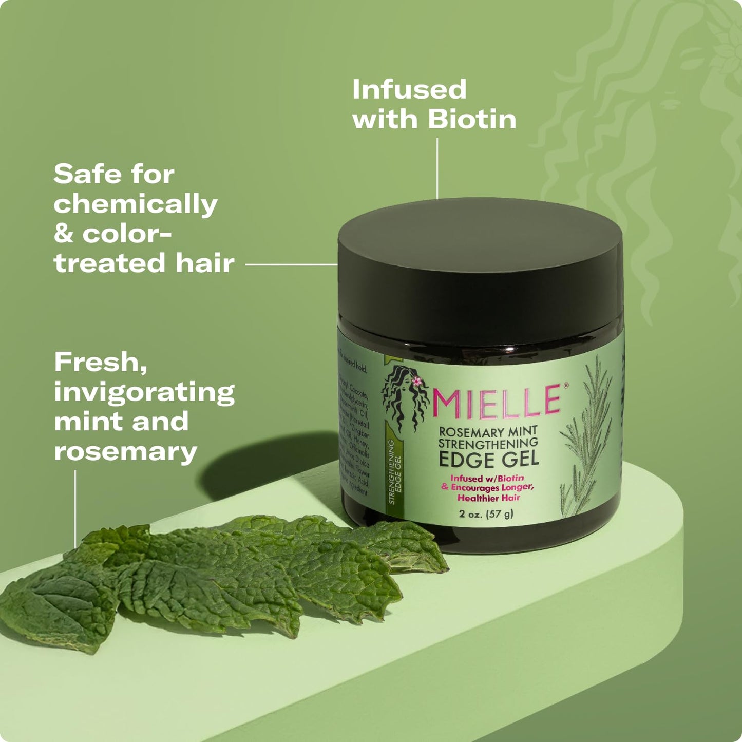 Mielle Organics Rosemary Mint Edge Control Gel – Strong Hold Hair Gel with Biotin, Coconut & Babassu Oil for Healthy, Long-Lasting Edges, 2 Fl Oz