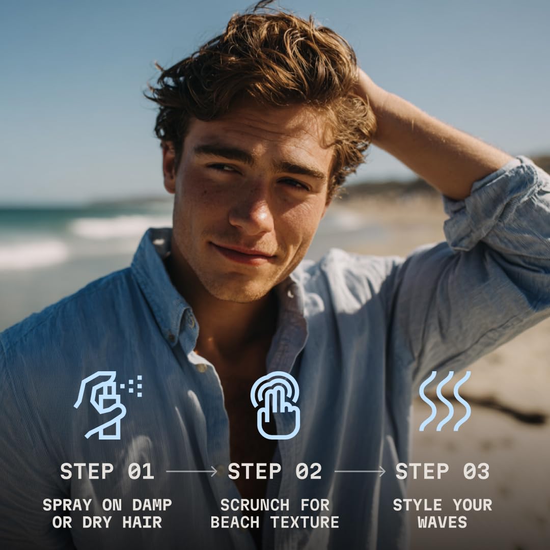 Striking Viking Sea Salt Spray for Men 6.76 fl oz – Strong Hold Volumizing Hair Spray, Texturizing & Curl Enhancing, Blue Ocean Scent, Paraben-Free