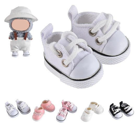 2025 New Version Doll Shoes, 1 Pair Premium White Canvas Shoes, Perfect Match for bubu Clothes, Shoes for 15&17cm Doll Accessories