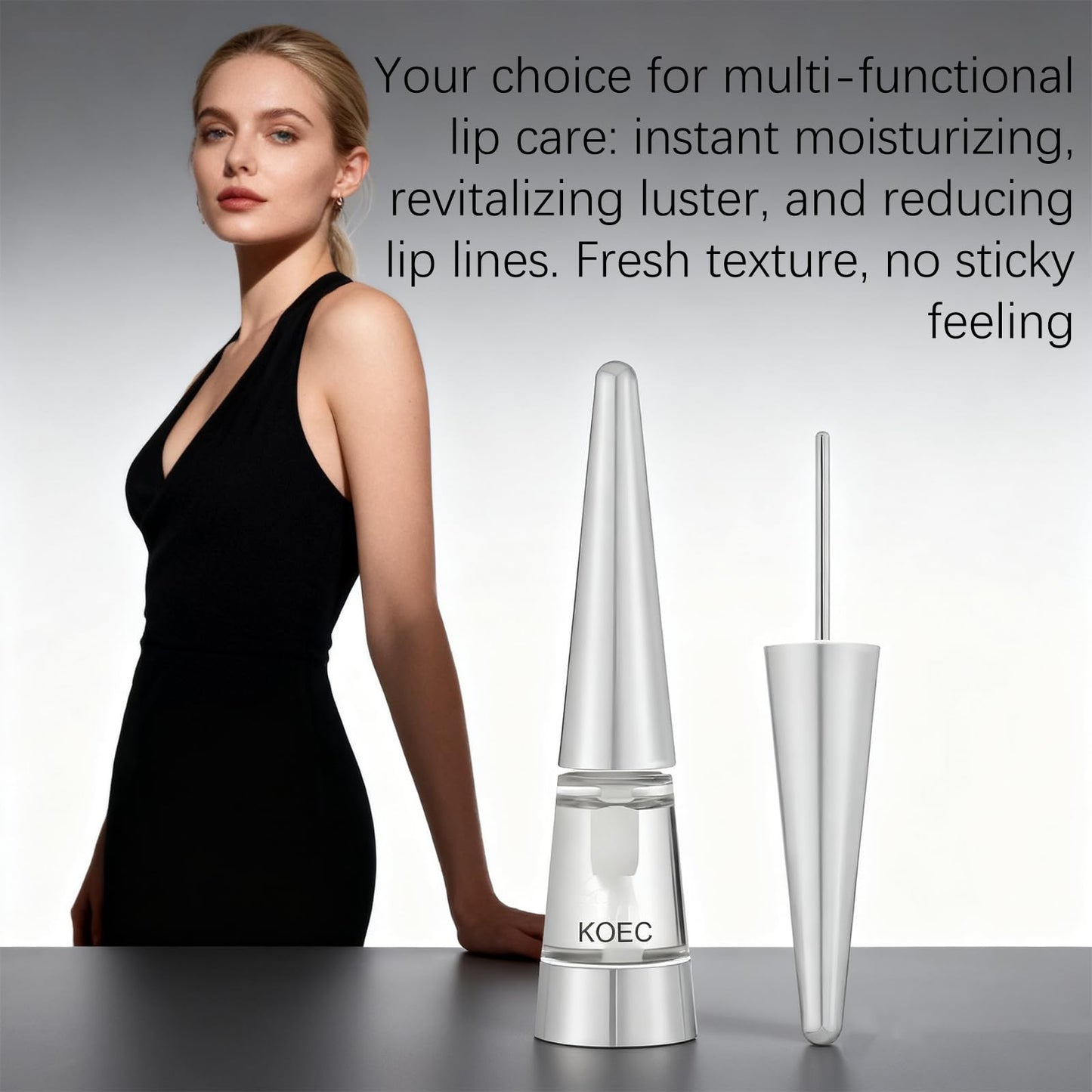 Plumping Shiny Lipstick 2-Pack – Moisturizing Transparent Lipstick with Hyaluronic Acid, Lightweight & Comfortable, 0.20 oz (6g)