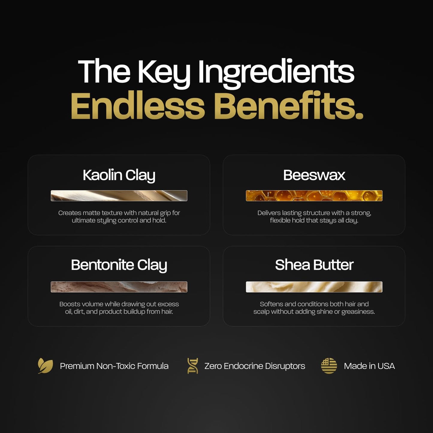 BASED Hair Clay for Men - Strong Hold & Low Shine Texturizing Styling Clay for Medium, Thick, Straight & Wavy Hair - Santal Sandalwood, 3oz