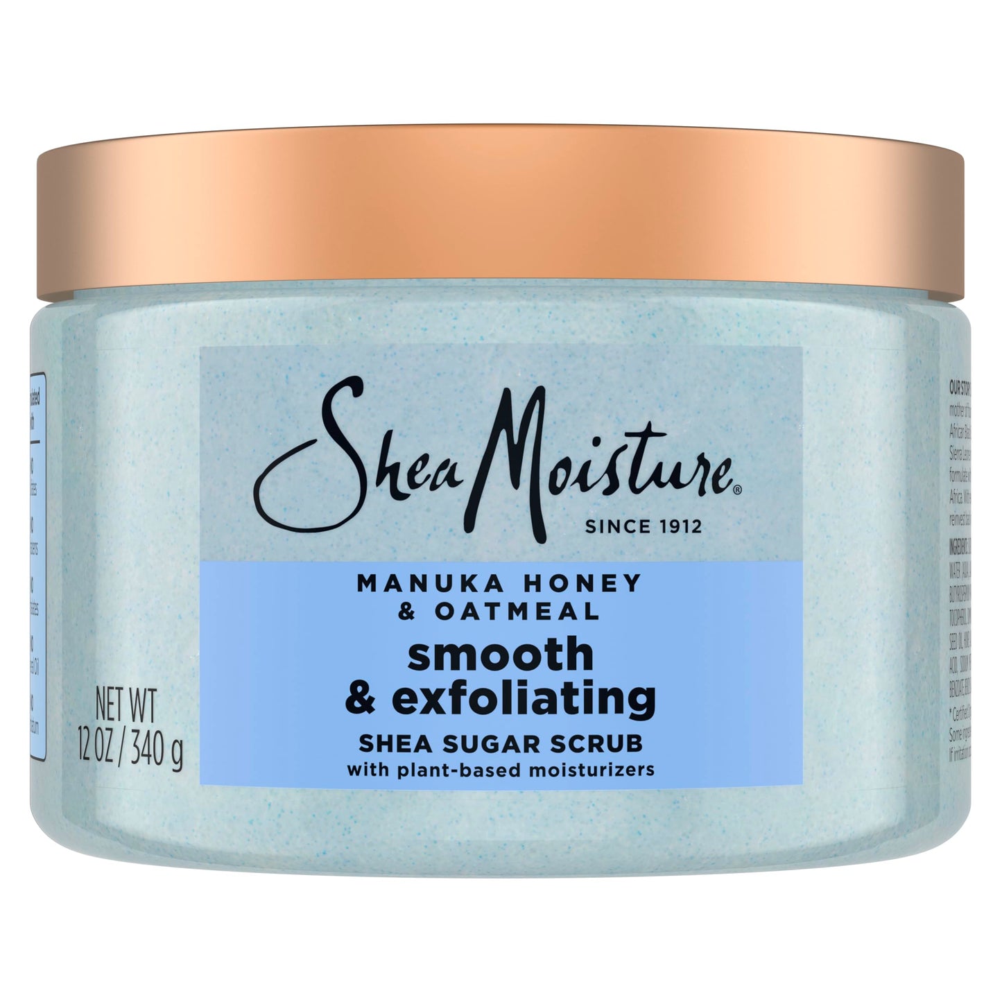 SheaMoisture Shea Sugar Body Scrub – Manuka Honey & Oatmeal, Smooth & Exfoliating, 24-Hour Shea Moisture Nutrients, 12 oz