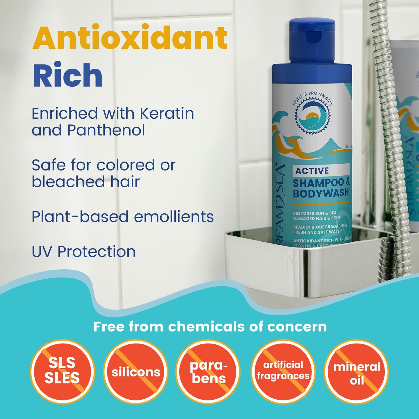 STREAM 2 SEA 3-in-1 Shampoo, Body Wash & Conditioner | Reef Safe, Natural & Organic Camping Soap | Sulfate & Paraben Free Hair & Skin Care, 32 oz