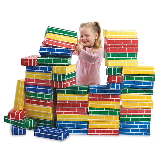 Lillian Vernon Primary Building Bricks - Kids Cardboard Blocks, Each 9" x 4" x 2" (Set of 24)