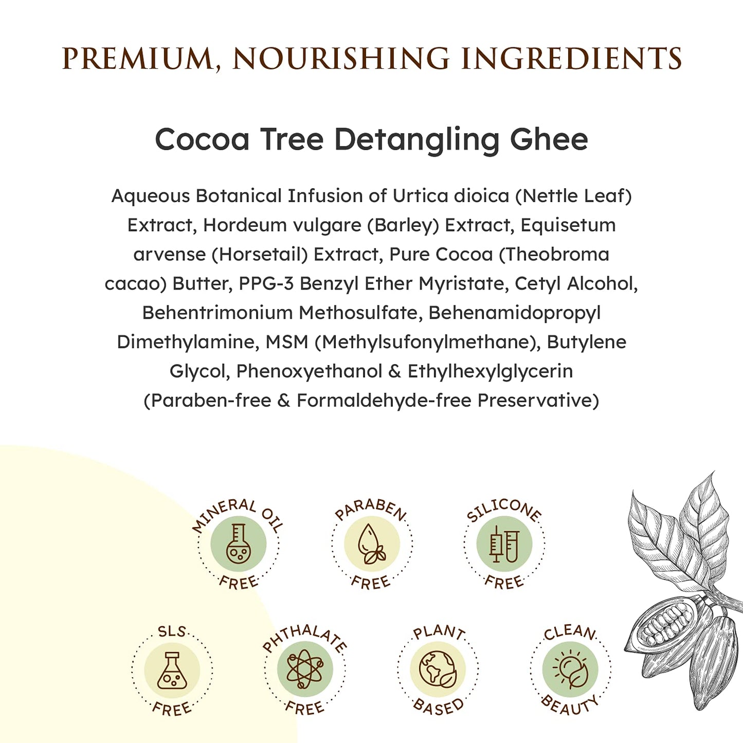 Qhemet Biologics Cocoa Tree Detangling Ghee – Softening Leave-In for 4C-3C Hair, Restores Elasticity & Shine, Eases Combing, 9 oz