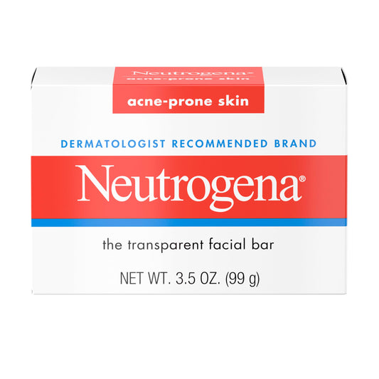 Neutrogena Facial Cleansing Bar for Acne-Prone Skin – Gentle Daily Non-Medicated Transparent Soap, Non-Comedogenic, 3.5 oz