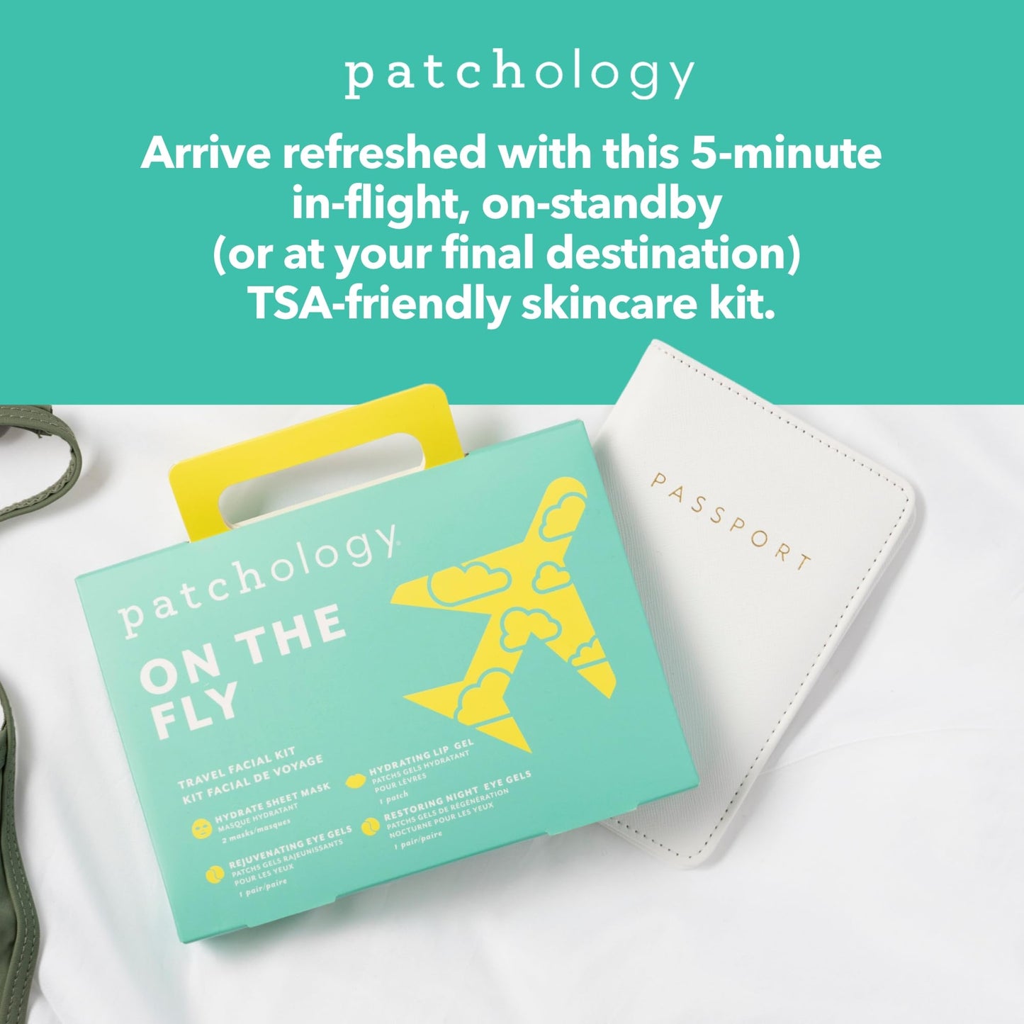 Patchology On The Fly Travel Facial Kit – Hydrating Sheet Masks & Patches for Face, Eyes & Lips, Travel-Friendly Skincare Essentials