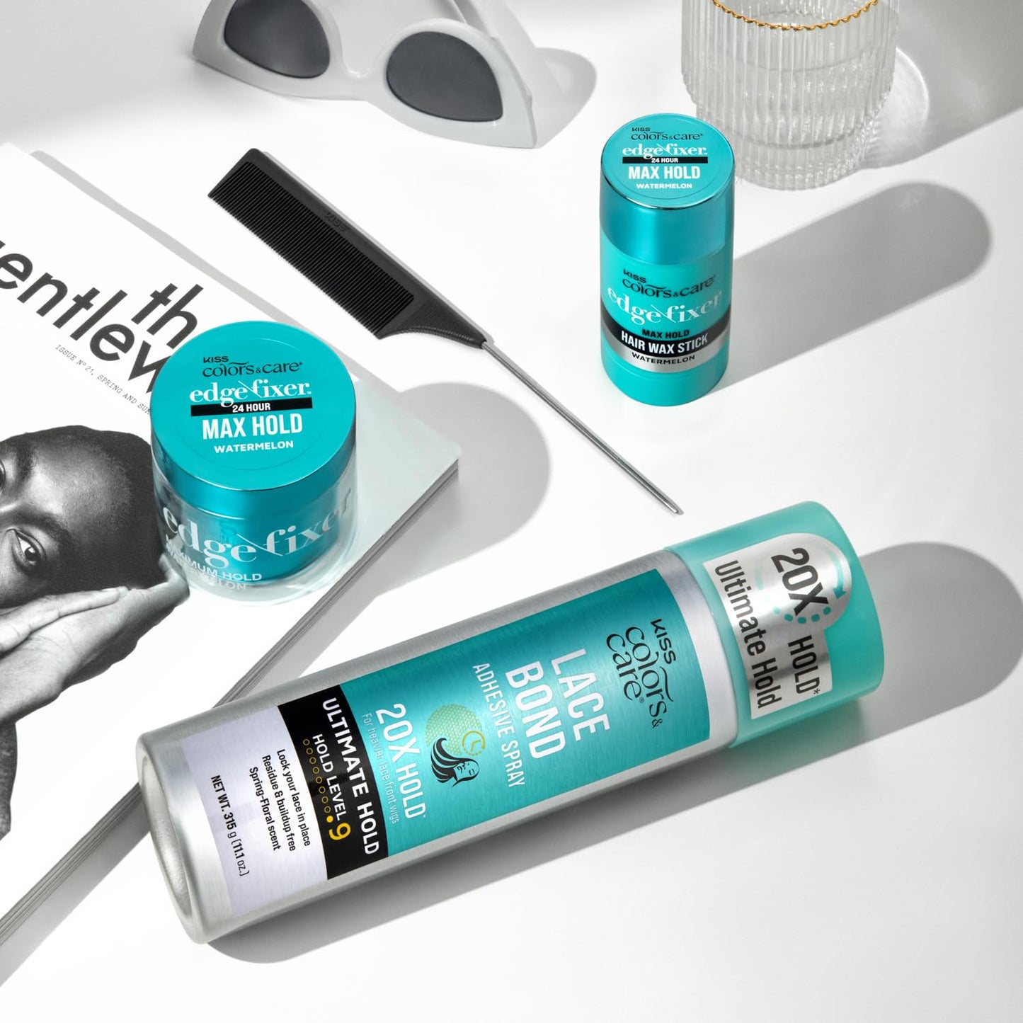 KISS Colors & Care Lace Bond Adhesive Spray 11.1 Oz | Ultimate Hold, Sweat & Water Resistant, Fast Drying, Secure Lace Front Glue