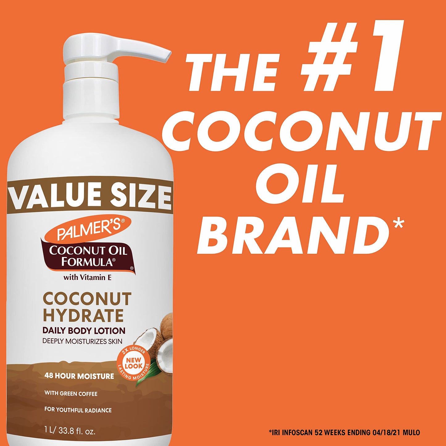 Palmer’s Coconut Oil Body Lotion – Moisturizer for Dry Skin with Green Coffee Extract & Vitamin E, Hand & Body, 33.8 fl oz Pump Bottle