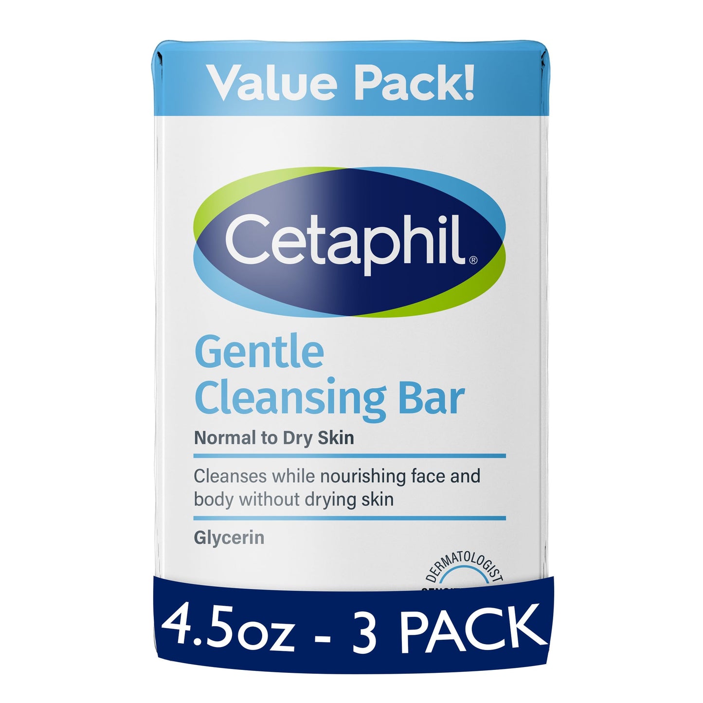 CETAPHIL Gentle Cleansing Bar 4.5oz, Pack of 3 – Nourishing, Non-Comedogenic Bar for Dry & Sensitive Skin, Non-Irritating
