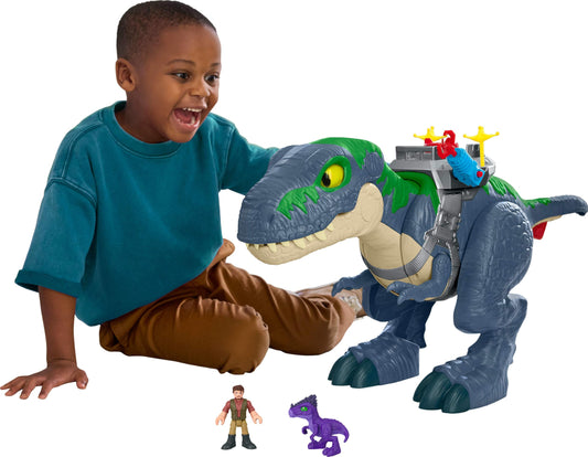 Fisher-Price Imaginext Jurassic World Rebirth T. Rex Dinosaur Playset, 18" Dino Toy with Lights, Sounds, Motion & 2 Action Figures