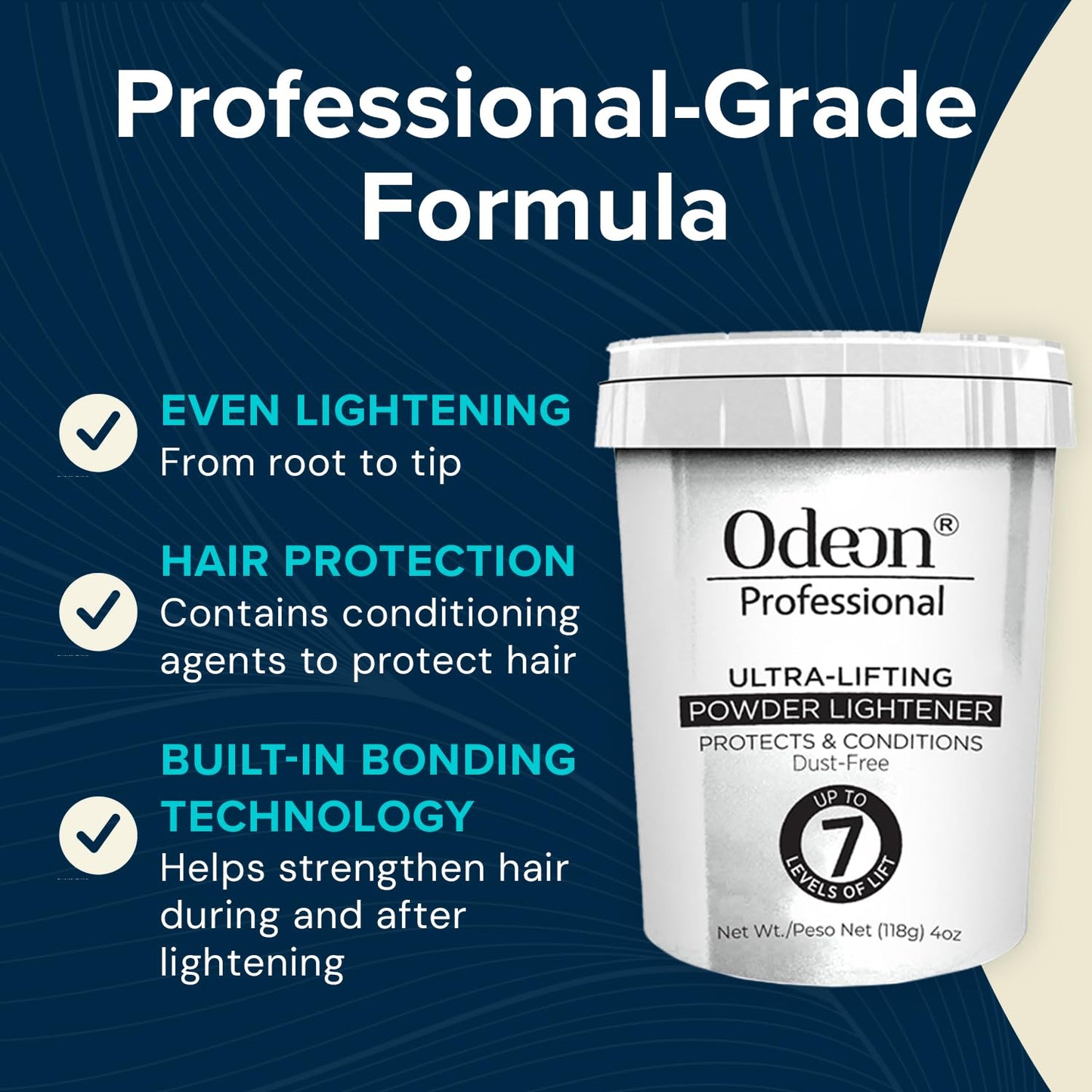 Odeon Professional Ultra-Lifting Hair Bleach Powder 4oz – Lightens Up to 7 Levels – For Balayage, Highlights & Full Hair Bleaching – All Hair Types