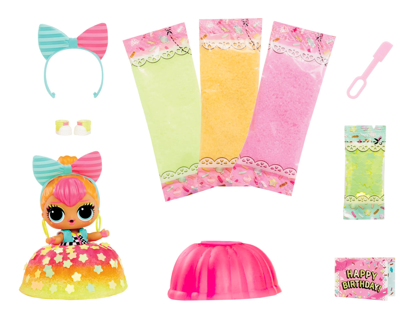 LOL Surprise Mix & Make Birthday Cake Tots Doll – DIY Cake Dress, Decorating Kit with Glitter Sprinkles, Collectible Toy for Girls 3+