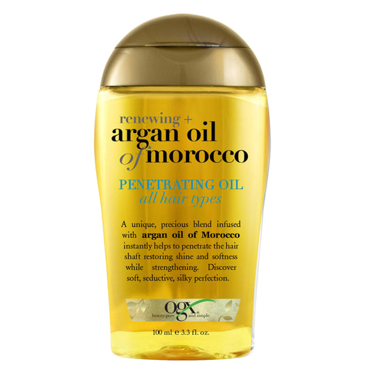 OGX Renewing + Argan Oil of Morocco Hair Treatment, Cold-Pressed Oil for Shine, Moisture & Strength, Sulfate & Paraben Free, 3.3 fl oz
