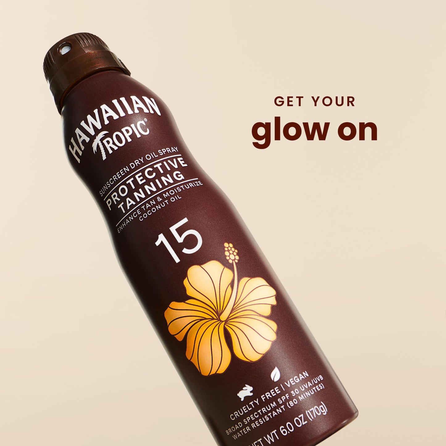 Hawaiian Tropic Dry Oil Tanning Spray Sunscreen SPF 15, 6oz | Protective Sun Tanning Oil with SPF 15 Sunscreen, Oxybenzone-Free, 6oz