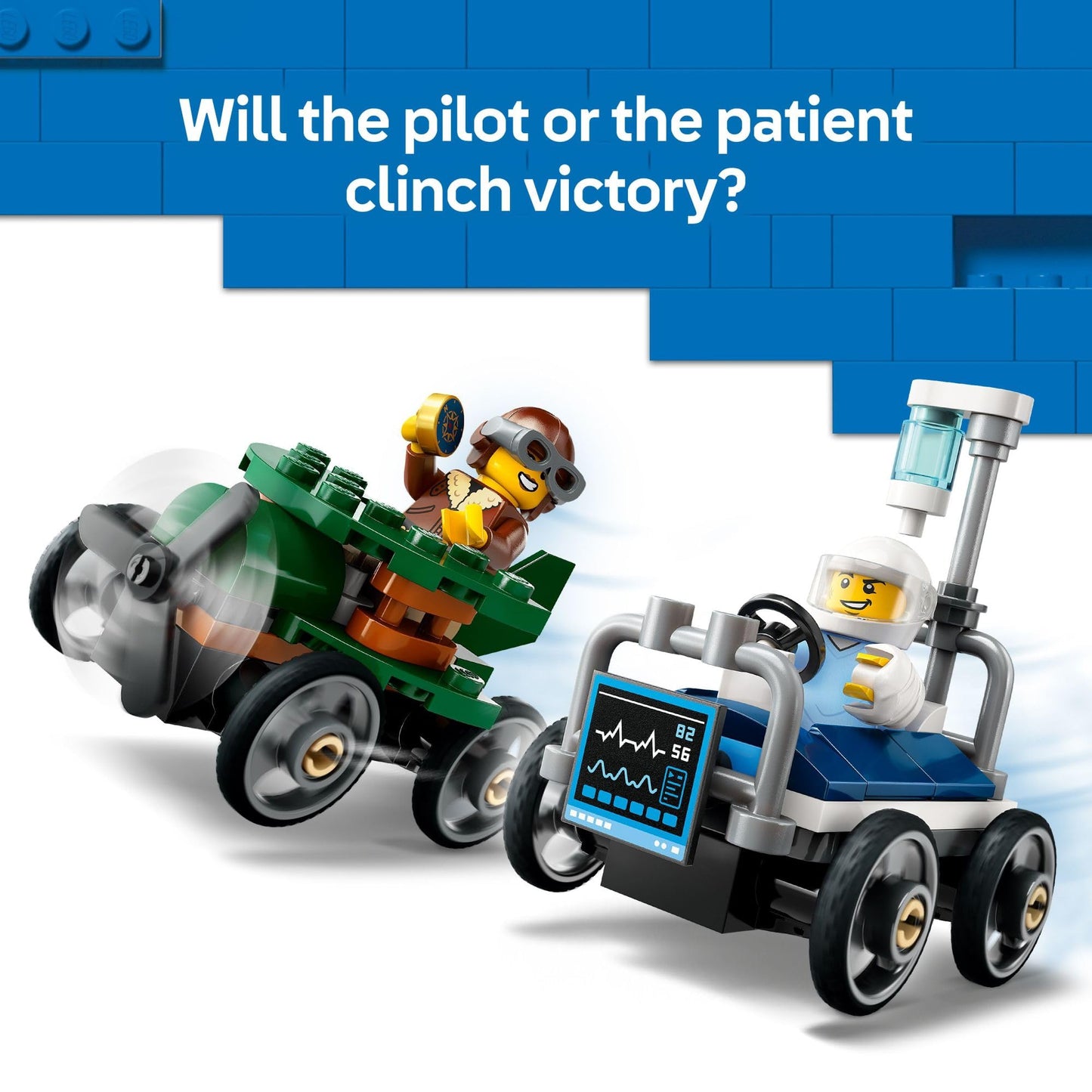 LEGO City Airplane & Hospital Bed Race Car Pack, Building Toy for Kids 5+, Includes 2 Minifigures, Birthday & Holiday Gift 60459