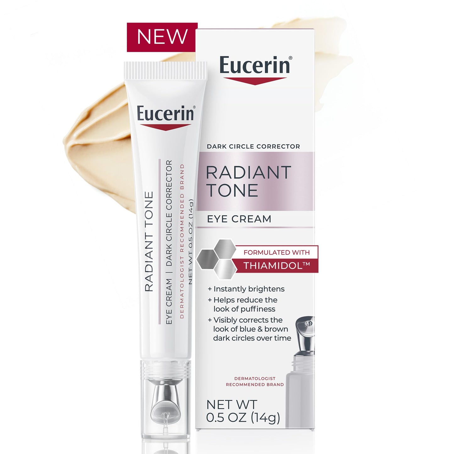 Eucerin Radiant Tone Eye Cream – Dark Circle Corrector with Thiamidol & Hyaluronic Acid, Brightens Eyes & Reduces Puffiness, 0.5 oz