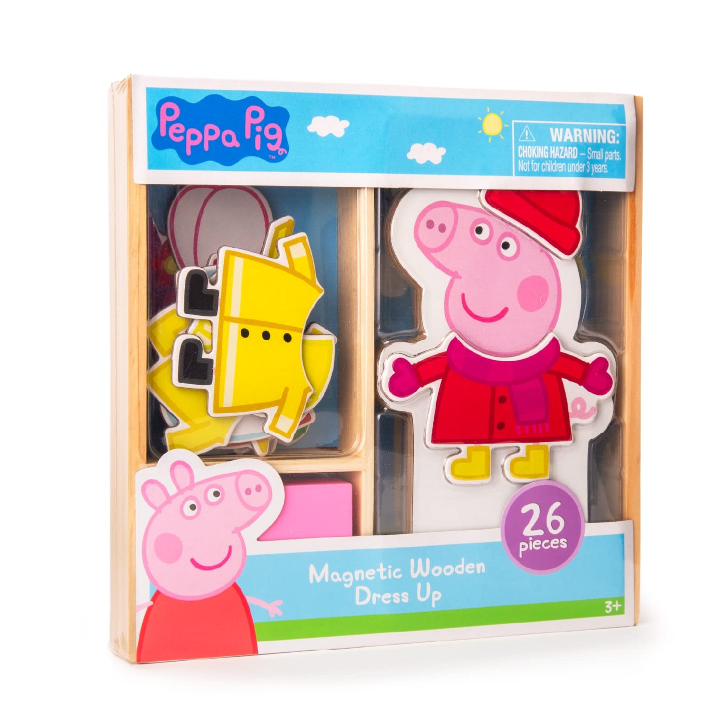 Peppa Pig Magnetic Wooden Dress-Up Doll with 26 Pieces & Storage Box – Mix & Match Creative Play for Kids 3+
