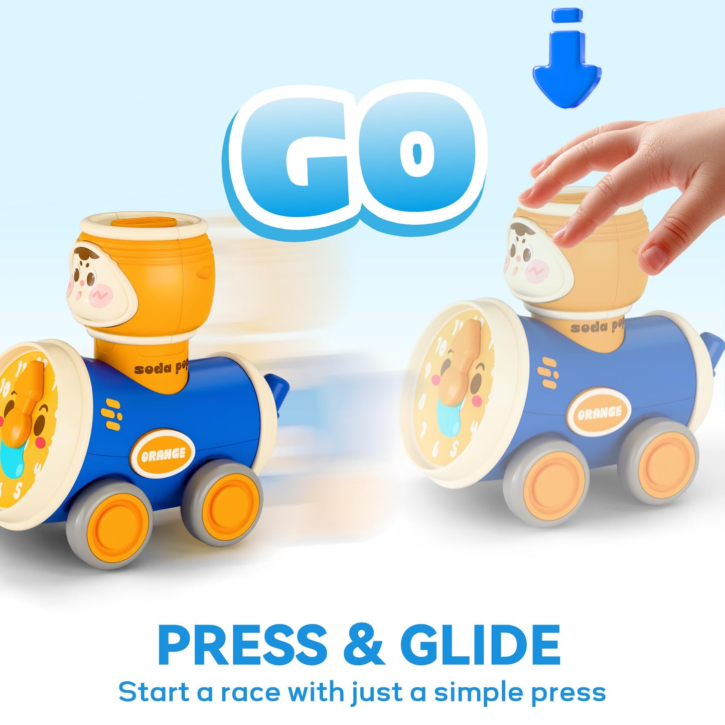 iPlay iLearn Press & Go Car Toy Set for Toddlers 1-3, Friction Push Racing Cars, Infant Vehicle Playset, 1st Birthday Gift for Boys & Girls