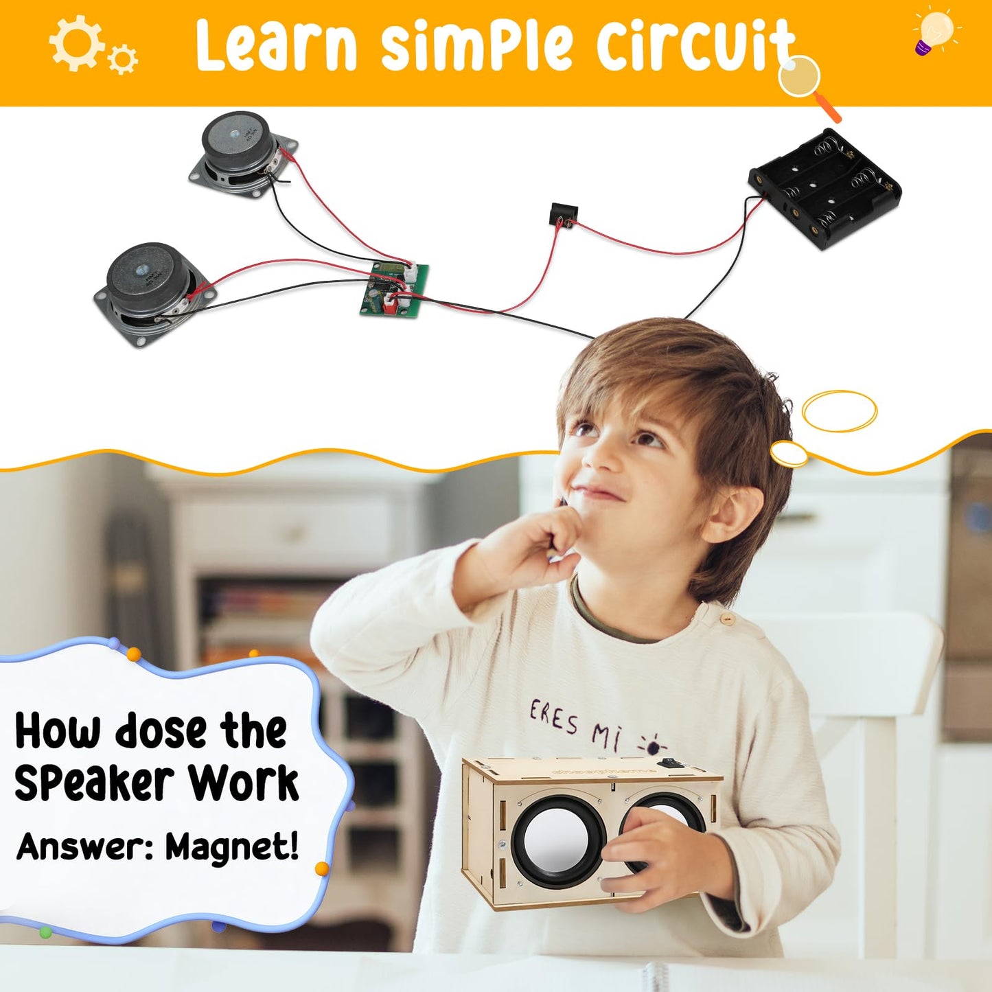 STEM Electronics Kit for Kids 8-14 – Build Bluetooth Speaker & FM Radio, DIY Science Projects & Experiments, Birthday Gift for Boys & Girls