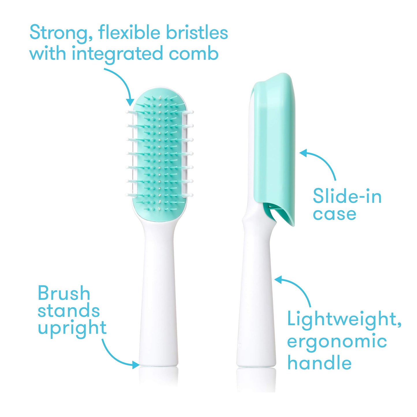 Frida Baby Thick & Curly Hair Detangler Brush for Kids & Toddlers – No-Tear Knot Remover with Comb Teeth & Bristle Design, White/Blue, 1 Ct