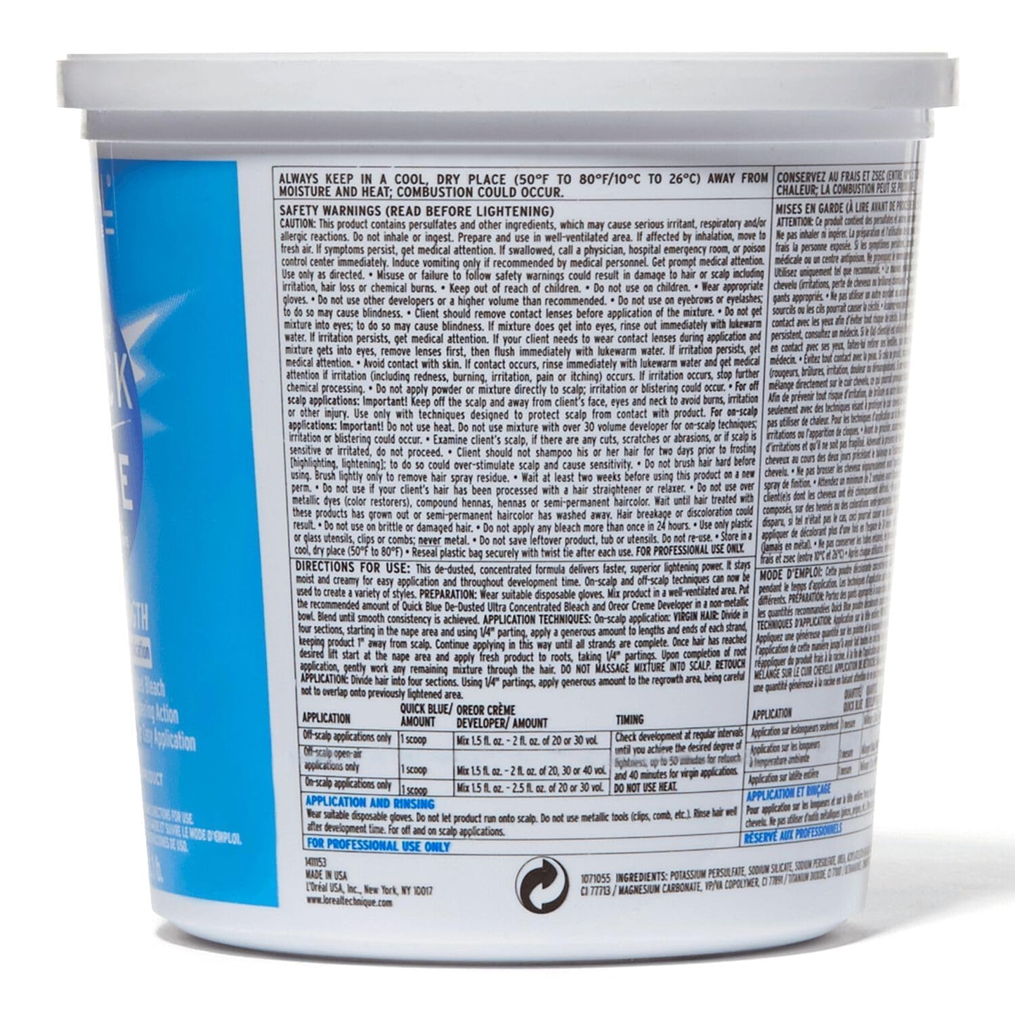 L'Oreal Quick Blue High Performance Hair Bleach Powder | Professional No-Drip Formula | Extra Strength Lightens Up to 7 Levels | 1 lb
