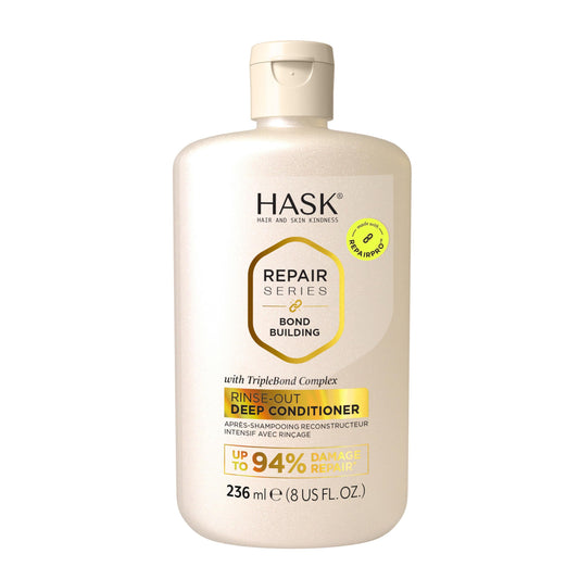 HASK Bond Building Deep Conditioner with Triple Bond Complex & Argan Oil – Repairs, Softens & Moisturizes Hair, Sulfate-Free, Color-Safe, 8 oz