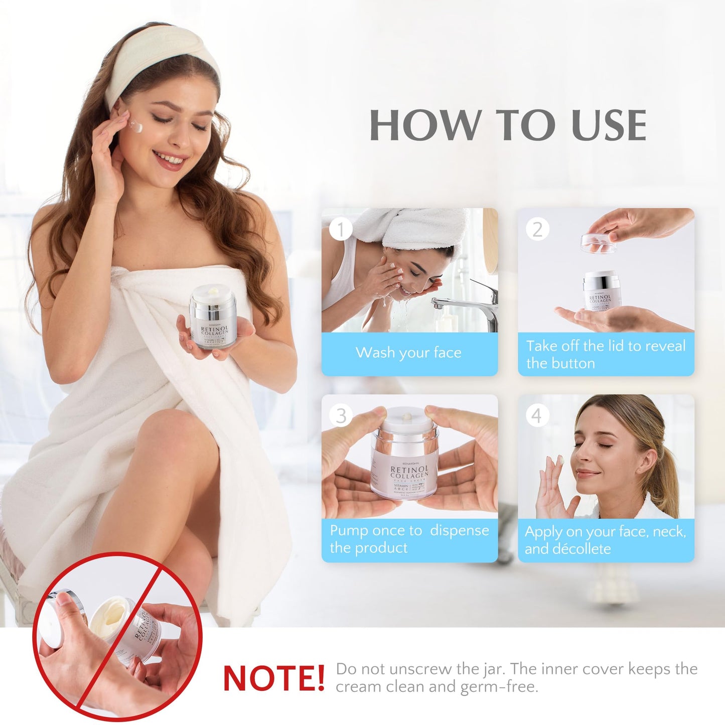 Retinol Anti-Aging Face Moisturizer for Women – Wrinkle Cream, Collagen Repair, Firming & Lifting Neck, 7% Hyaluronic Acid, 1.7 oz