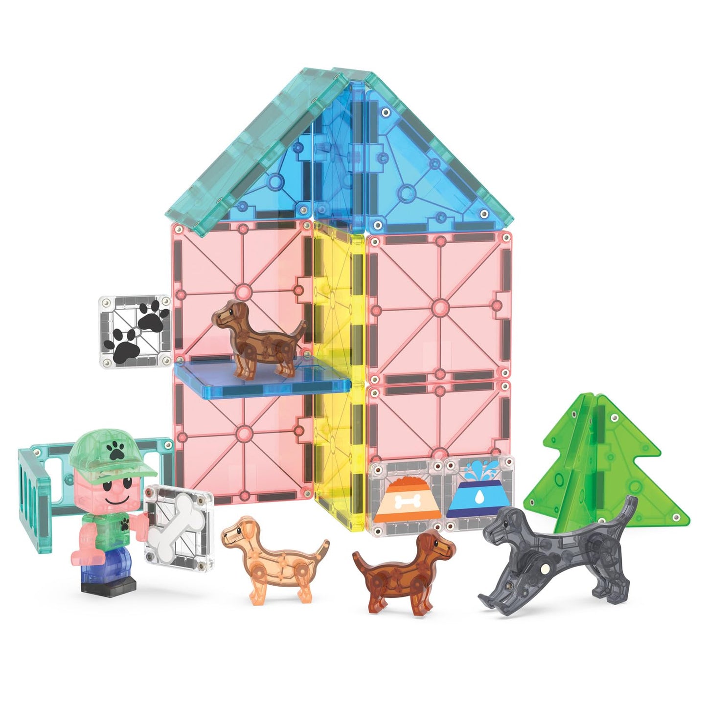 MAGNA-TILES Puppy Park 27-Piece Magnetic Construction Set, The Original Magnetic Building Brand