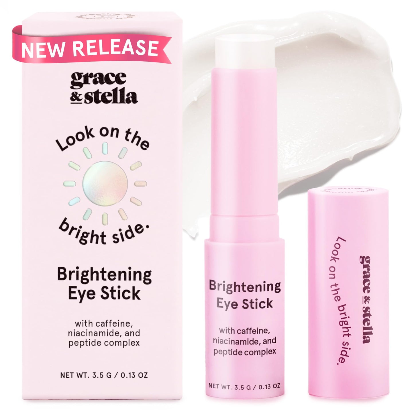 Grace & Stella Under Eye Brightener Balm Stick - Vegan Caffeine Eye Cream for Dark Circles, Puffiness & Wrinkles, Travel Size 0.13oz