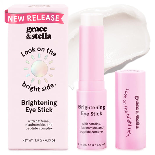 Grace & Stella Under Eye Brightener Balm Stick - Vegan Caffeine Eye Cream for Dark Circles, Puffiness & Wrinkles, Travel Size 0.13oz