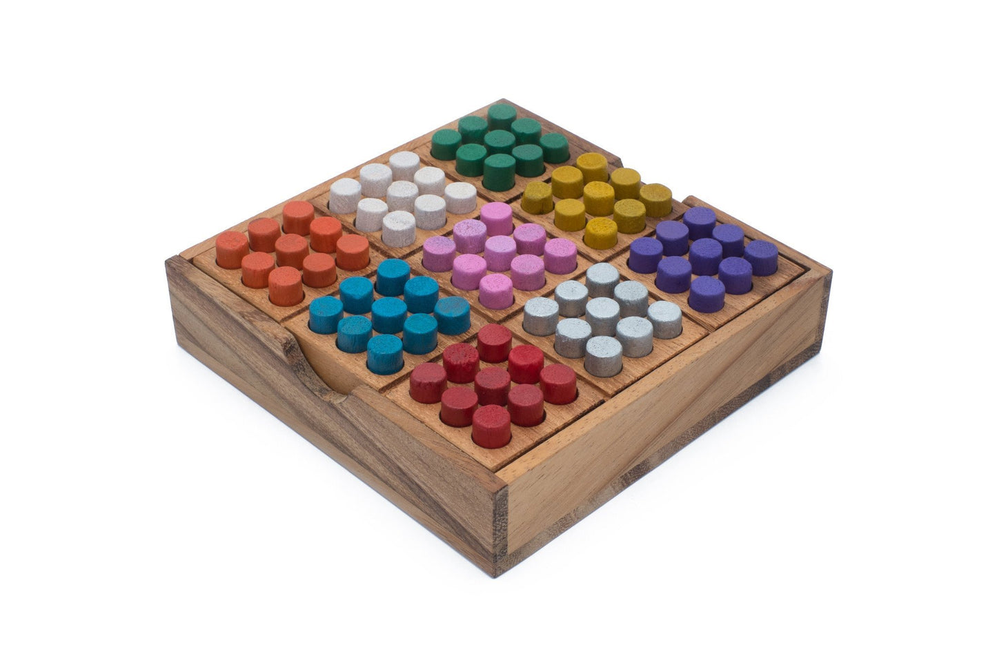 Wood Colored Sudoku Board (Travel Set): STEM Traditional Family Game Math Brain Teaser Toys Educational Rainbow Sudoku Game Set