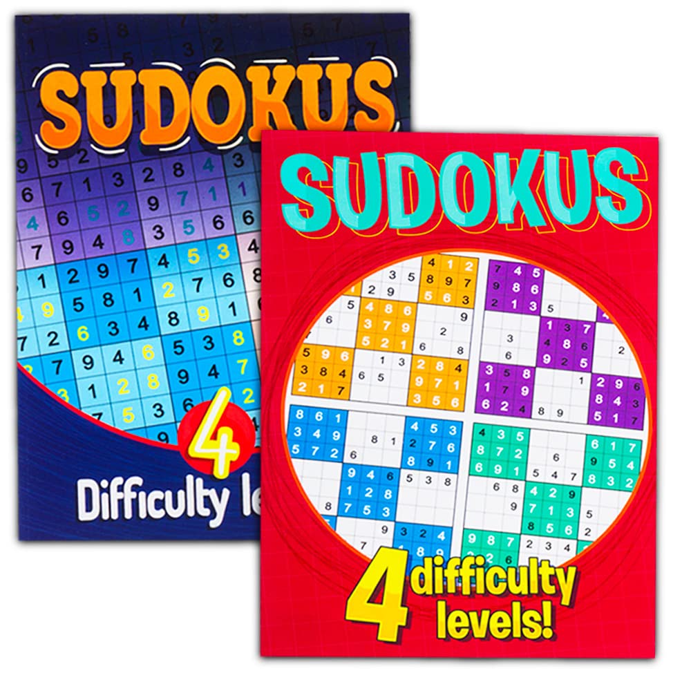 Buffalo Games Sudoku & Crossword Puzzle Books Set – 6 Jumbo Books with 550+ Puzzles, Pens & Bookmark, Brain Games for Adults & Seniors