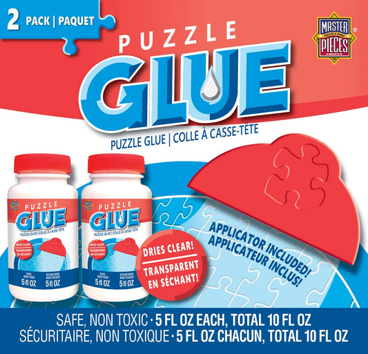 MasterPieces Jigsaw Bottle & Wide Plastic Spreader Puzzle Glue, 5 Ounces, Blue,Orange 10 Fl Oz