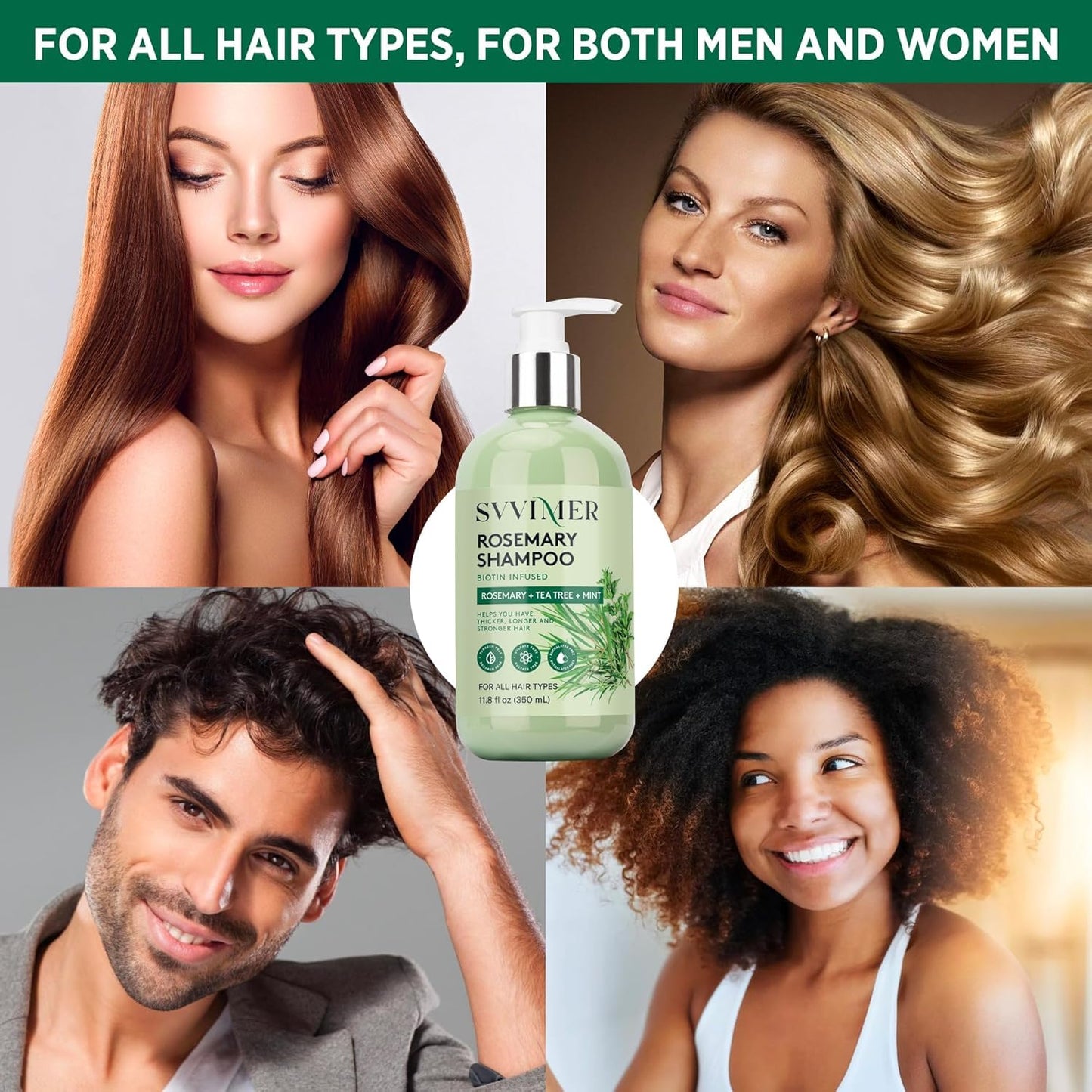 Svvimer Rosemary Hair Growth Shampoo 11.8 fl oz – Biotin & Tea Tree Formula for Thicker, Fuller Hair – Strengthens, Reduces Thinning & Hair Loss