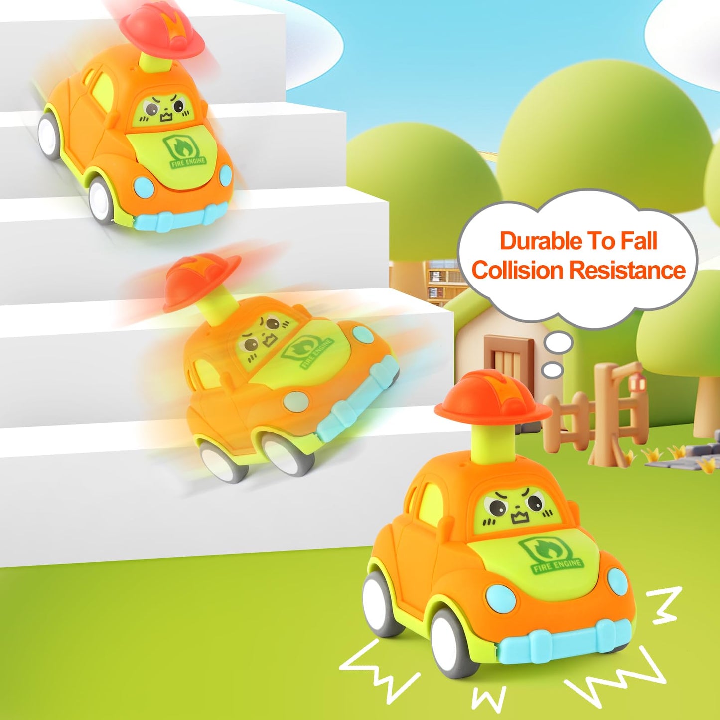 QSONSELL Pull Back Car Toys for Toddlers 1-3 | Birthday Gifts, Party Favors, Goodie Bag Stuffers for Boys & Girls