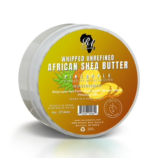 RA COSMETICS Whipped Shea Butter Pineapple 6oz – 100% Pure Natural African Shea Butter, Handcrafted Moisturizer with Vitamins for Skin