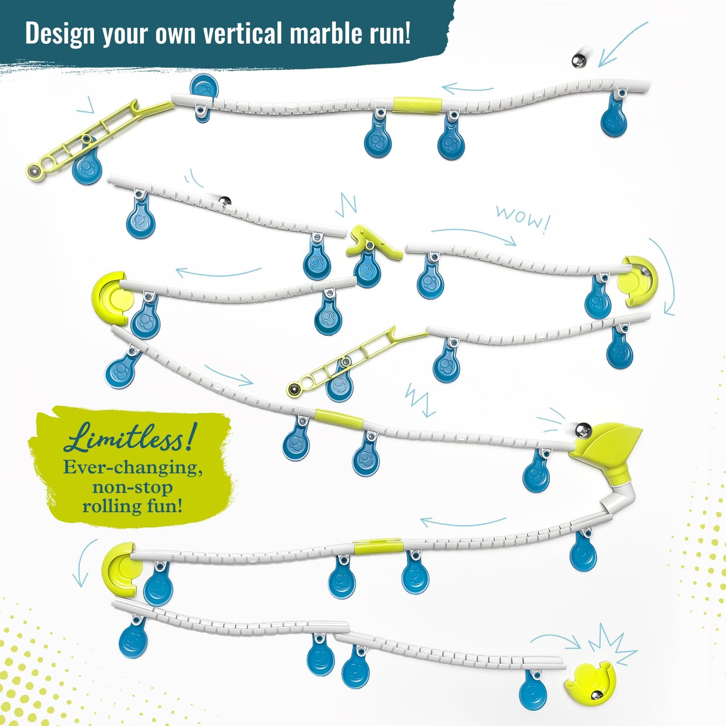 Gecko Run Marble Run Starter Set – 63-Piece Vertical Track Toy by Thames & Kosmos, Toy of the Year Winner, Fast No-Mess Setup