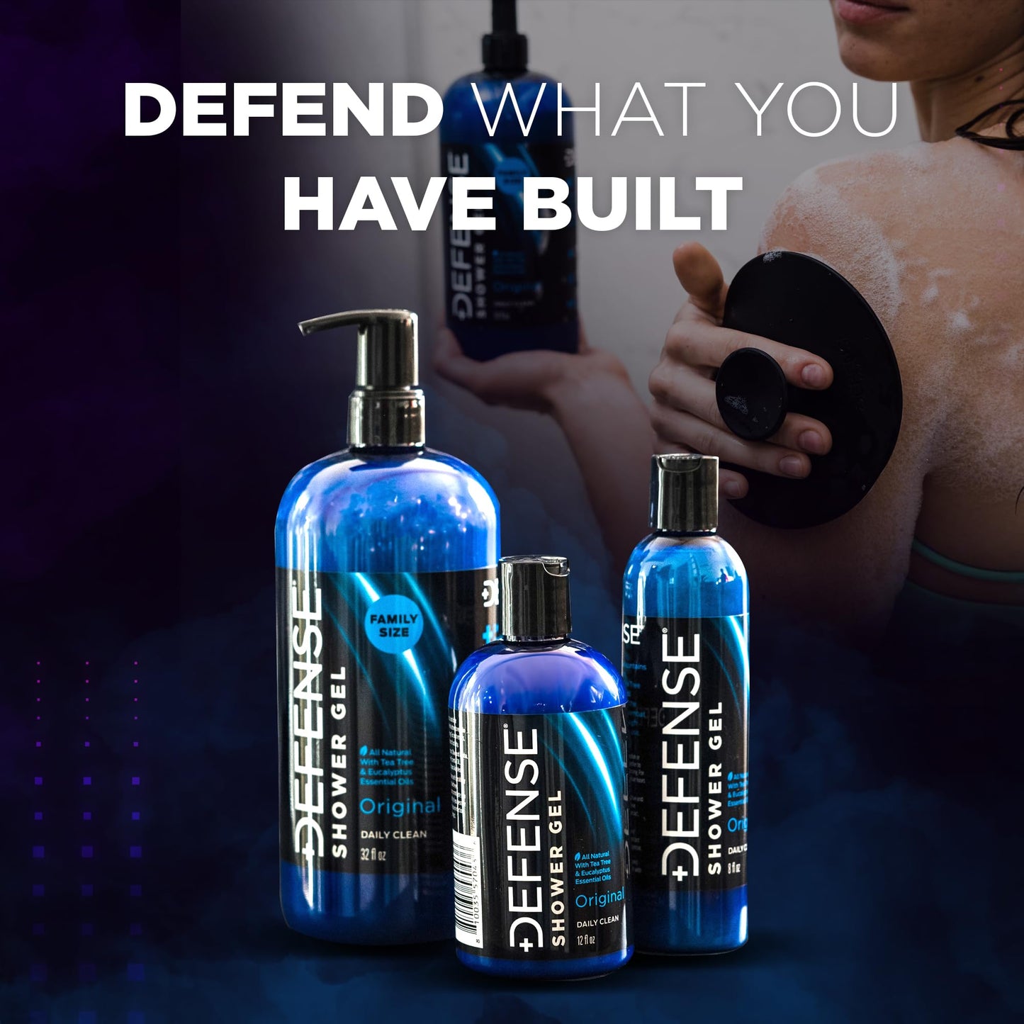 Defense Soap Body Wash 32 oz - Natural Shower Gel with Tea Tree Oil, Eucalyptus Oil, Rosemary and Aloe Vera, 32 Fl Oz (Pack of 1)