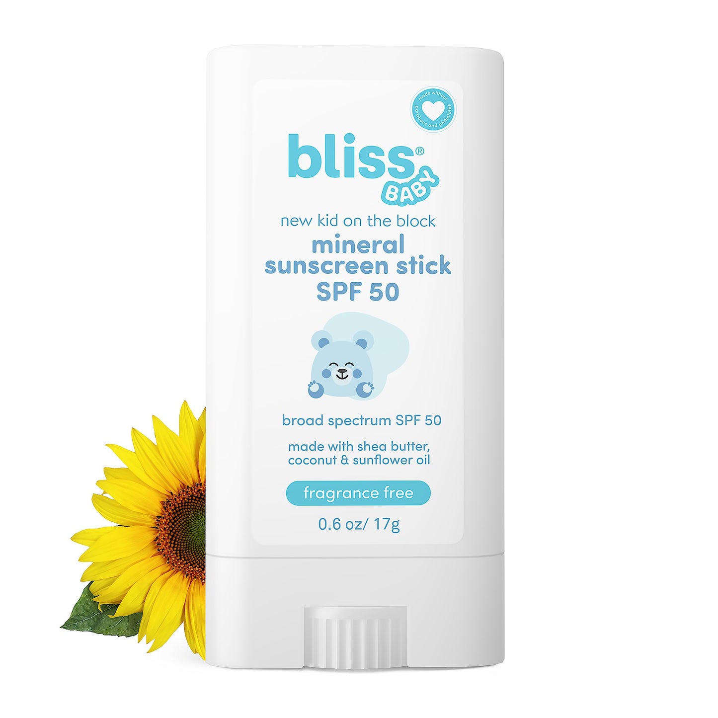 Bliss Baby Mineral Sunscreen Stick SPF 50 – Unscented, Hypoallergenic, Vegan, Water-Resistant, Natural Zinc Oxide for Sensitive Skin