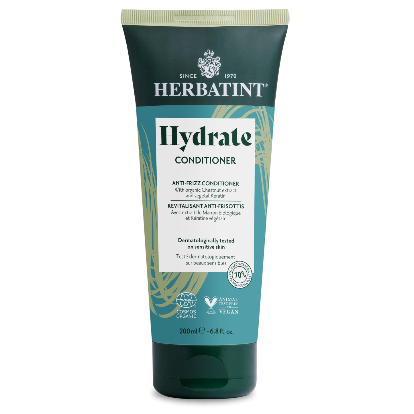 Herbatint Hydrate Conditioner 6.7 fl oz | Deep Moisture & Frizz Control | Detangles, Softens & Protects Hair | Sulfate & Paraben Free with Maca