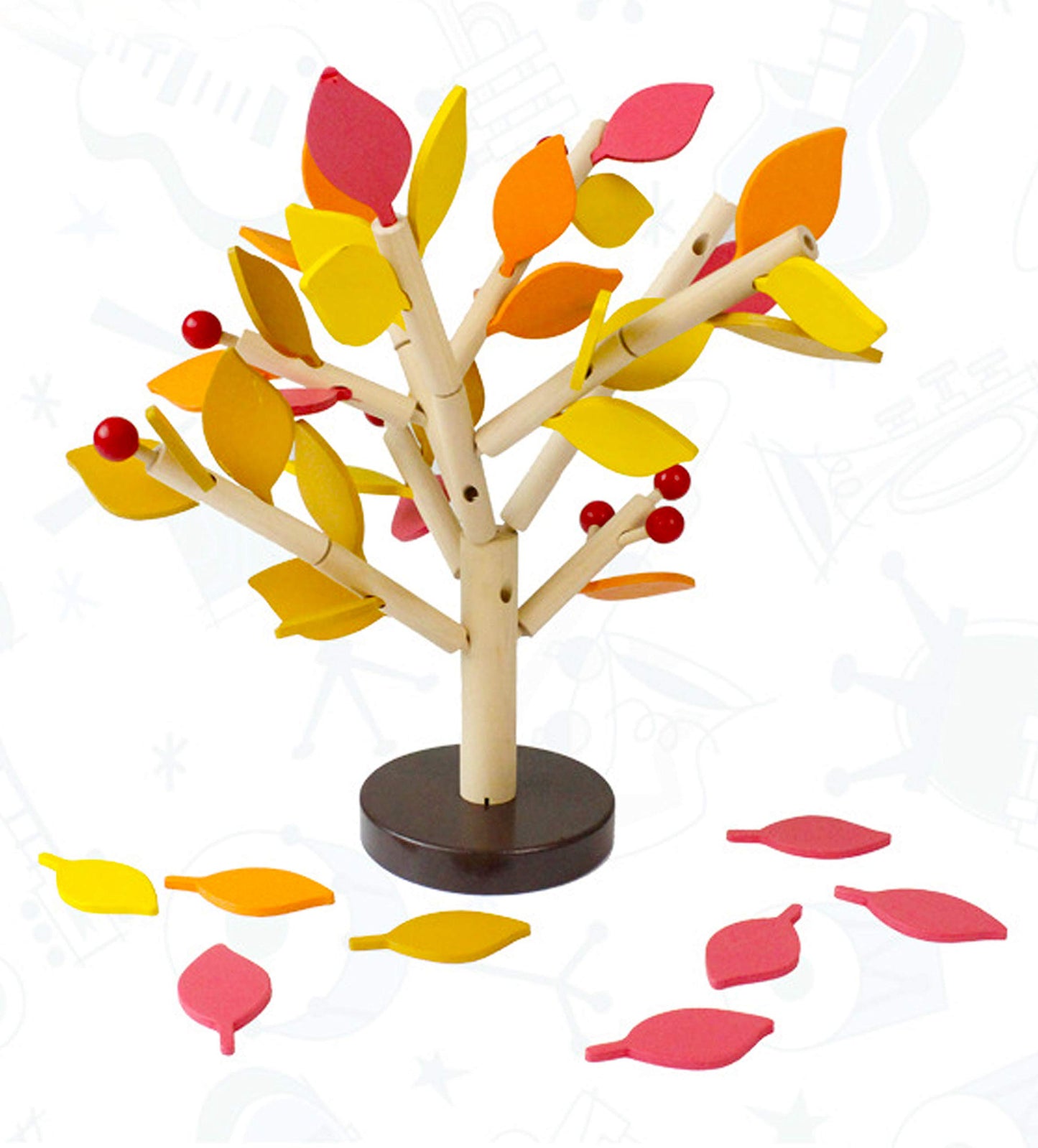 Carykon Wooden Building Blocks Tree Set for Kids 3+ | DIY Assembly & Educational Puzzle Toy | Home & Office Decor (Yellow)