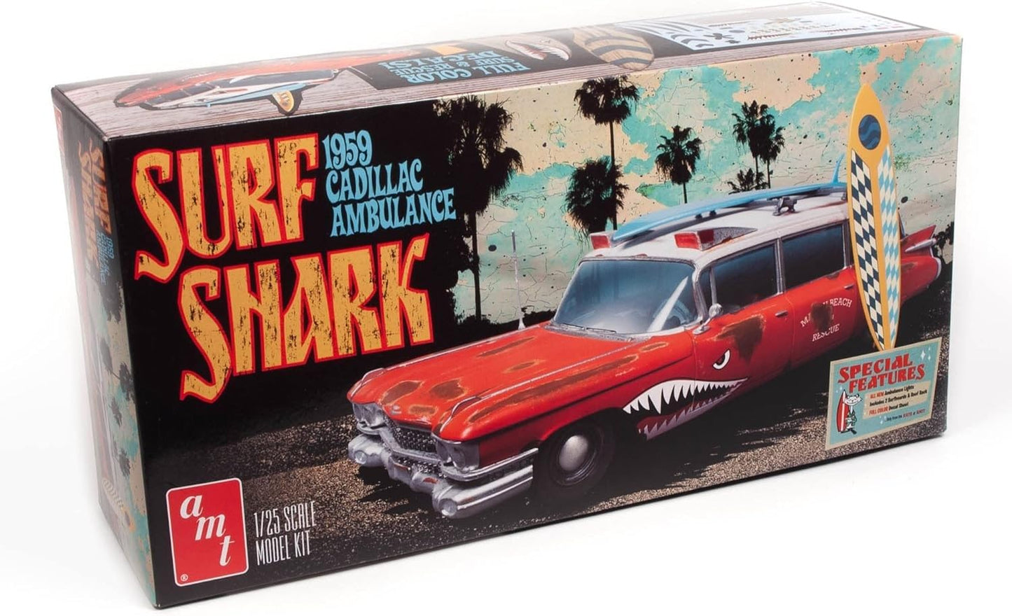 AMT Skill 2 Model Kit 1959 Cadillac Ambulance Surf Shark 1/25 Scale Models