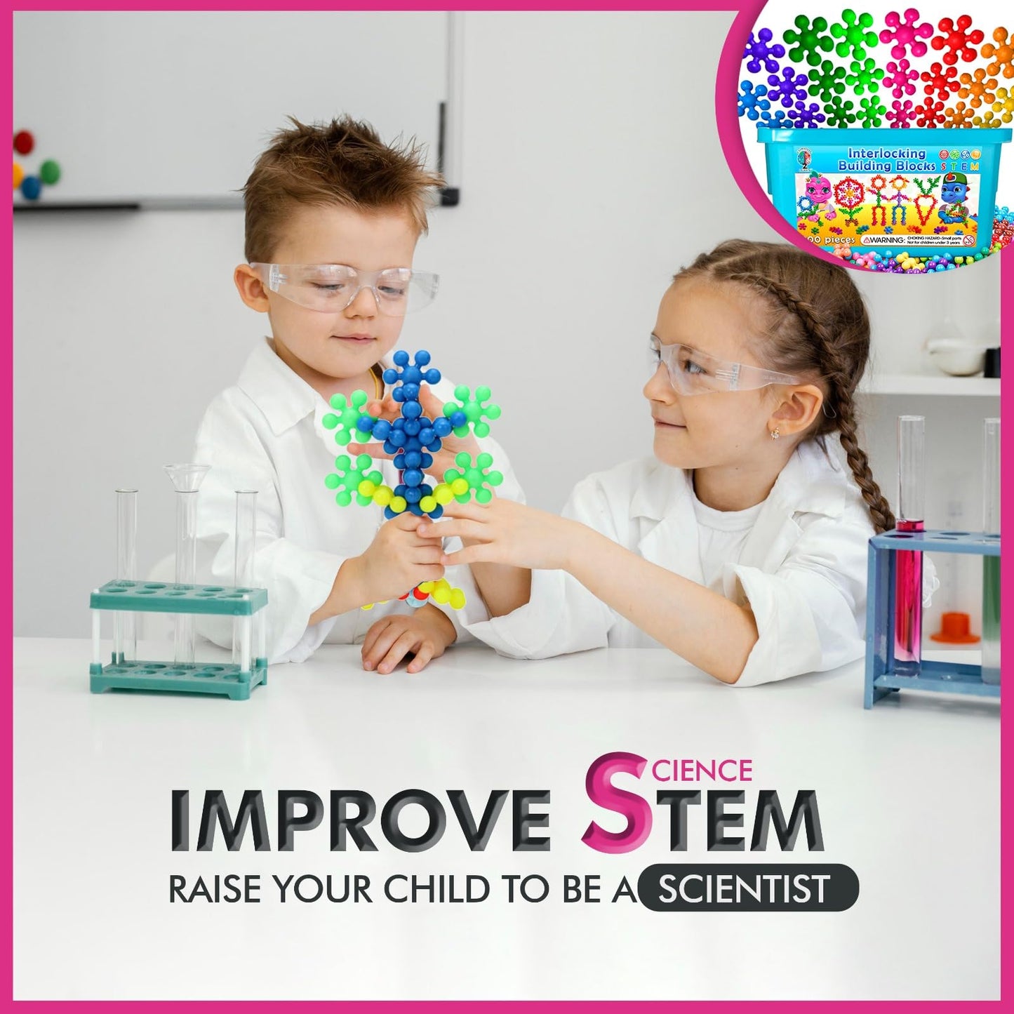 Curious 2 Learn 300-Pc Building Blocks Set – STEM Educational Toys, Interlocking Discs for Boys 4-5, Birthday Gift for Creativity